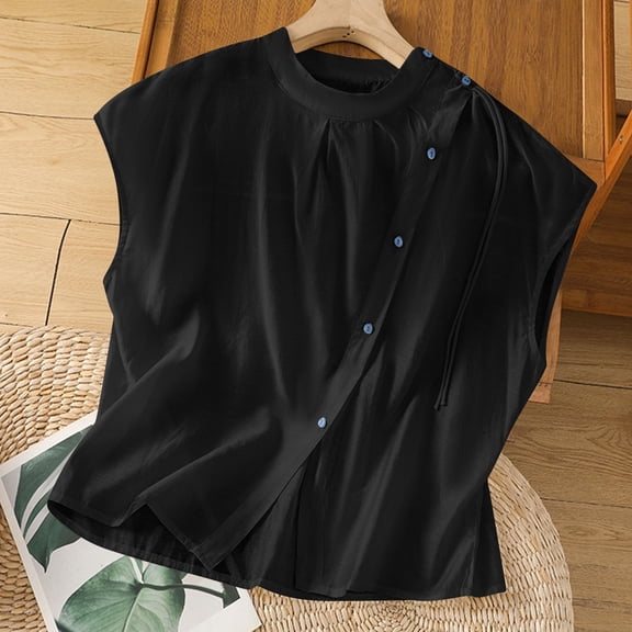 Women Tops under $5! Cagogo Women's Summer 3/4 Sleeve Cotton Linen Tops Vintage Mexican Embroidered Shirts Casual V Neck Boho Blouse Oversized Fashion Tredny Outfits Clothes