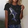 thumbnail image 1 of Women Tops under $5! Cagogo Women's T Shirts Short Sleeve Vintage Tees Dolphin Graphic Loose Summer Tops Casual Crewneck Vacation Beach Trendy Comfy Summer Outfits, 1 of 4