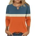 thumbnail image 1 of Women Tops under $5! Cagogo Womens 3/4 Length Sleeve T Shirts Dressy Summer Trendy Cute Basic Tee Shirts Fashion Gradient Color Keyhole Crewneck Plus Size Blouse Outfits Clothes, 1 of 6