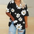 thumbnail image 1 of Women Tops under $5! Cagogo Womens Plus Size T Shirts Loose Fit Short Sleeve Tees V Neck Floral Summer Tops 2025 Fashion Outfits Clothes XL-5XL, 1 of 4