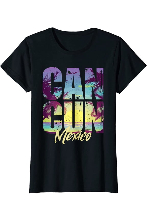 Women Tops Cool Cancun Art Mexico Vacation Souvenir Summer Short Sleeve T-Shirt