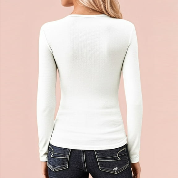 Women Tops Crewneck White Long Sleeve Tshirt for Women Basic Tops Fall Shirt