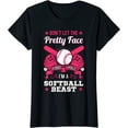 thumbnail image 1 of Women Tops Don't Let The Pretty Face Fool You Softball Beauty Girl Fun T-Shirt, 1 of 3