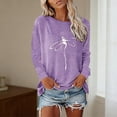 thumbnail image 1 of Women Tops Dragonfly Print Crew Neck Long Sleeve Fashion Vacation Tee 2026 Spring Going Out T Shirts, 1 of 4