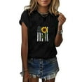 thumbnail image 1 of Women Tops Dressy Casual, American Flag Sunflower T Shirts for Women 4th of July Independence Day Shirt Cute Print Short Sleeve Tee Top Blouse, 1 of 4