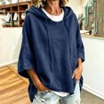 thumbnail image 1 of Women Tops Hooded Sweatshirt Solid Color Short Sleeve Casual Sports Top for Fall Winter Daily Working Wear, 1 of 7