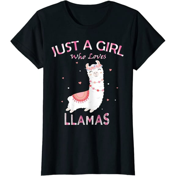 Women Tops Just A Girl Who Loves Llamas Shirt Gift For Llama Gift Casual T-Shirt
