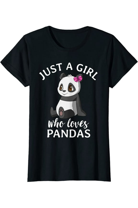 Women Tops Just A Girl Who Loves Pandas Cute Panda Short Sleeve T-Shirt