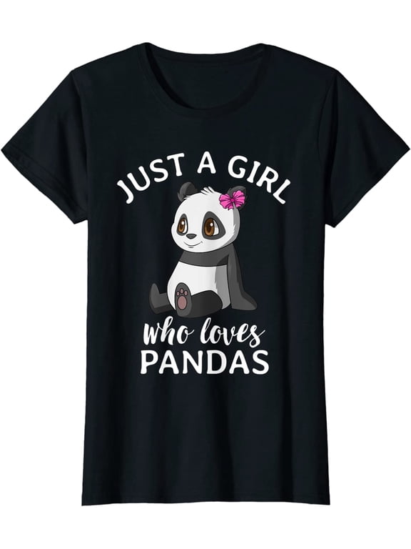 Women Tops Just A Girl Who Loves Pandas Cute Panda Short Sleeve T-Shirt