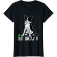 thumbnail image 1 of Women Tops Just Throw it Funny Border Collie Dog Lover Short Sleeve T-Shirt, 1 of 3