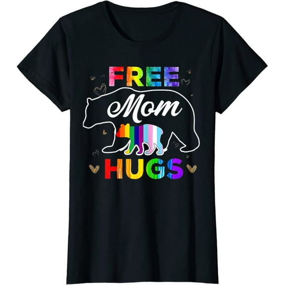 Women Tops LGBTQ Pride Mama Bear Free Mom Hugs Short Sleeve T-Shirt