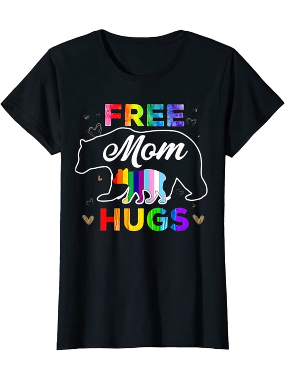 Women Tops LGBTQ Pride Mama Bear Free Mom Hugs Short Sleeve T-Shirt