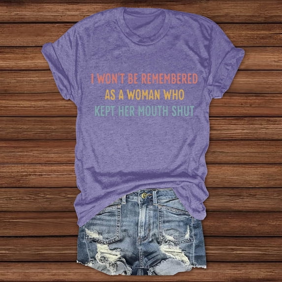 Women Tops Letter Print Crew Neck Fashion 2026 T Shirts Summer Basic Short Sleeve Tees