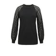 thumbnail image 1 of Women Tops Long Sleeve Women Blouses Hollow-Out Lace Tops Crew Neck Solid Coloe Shirts for Women Black, Size M to 2XL, 1 of 6