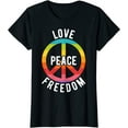 thumbnail image 1 of Women Tops Peace Love Hippie Costume Tie Die 60s 70s Yoga Outfit Gift T-Shirt, 1 of 3