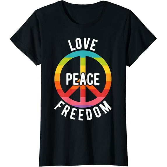 Women Tops Peace Love Hippie Costume Tie Die 60s 70s Yoga Outfit Gift T-Shirt