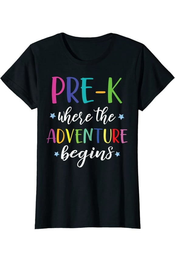 Women Tops Pre-K Teacher Adventure Begins First Day Preschool Teachers T-Shirt