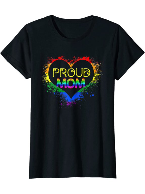Women Tops Pride Shirt Proud Mom LGBT Short Sleeve T-Shirt