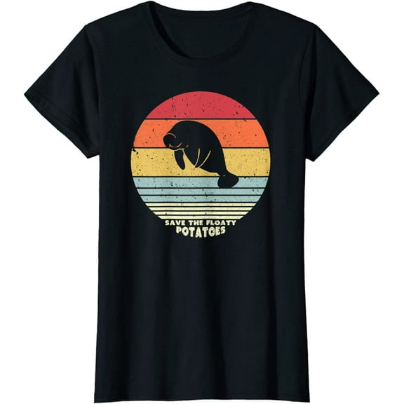 Women Tops Save The Floaty Potatoes Shirt Retro Manatees Short Sleeve T-shirt