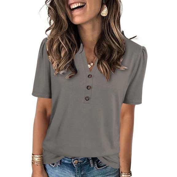 Women Tops Savings Sawvnm Summer Tops Shirt for Women Women's Short Sleeved Solid Color Round Neck T-shirt Top Ladies Tops and Blouses