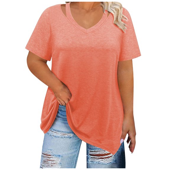 Women Tops Savings Sawvnm Summer Tops Shirt for Women Women's Short Sleeved Solid Color Round Neck T-shirt Top Ladies Tops and Blouses