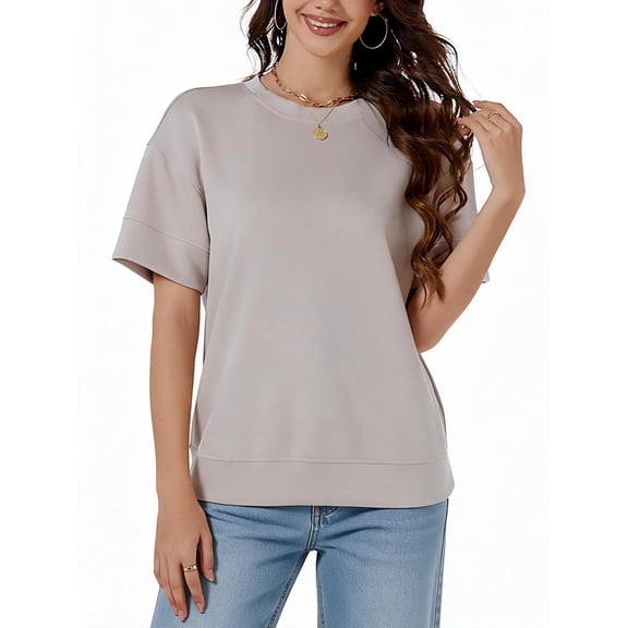 Women Tops Short Sleeve Shirts Casual T Shirts Summer Blouses Crew Neck Loose Fit Tees