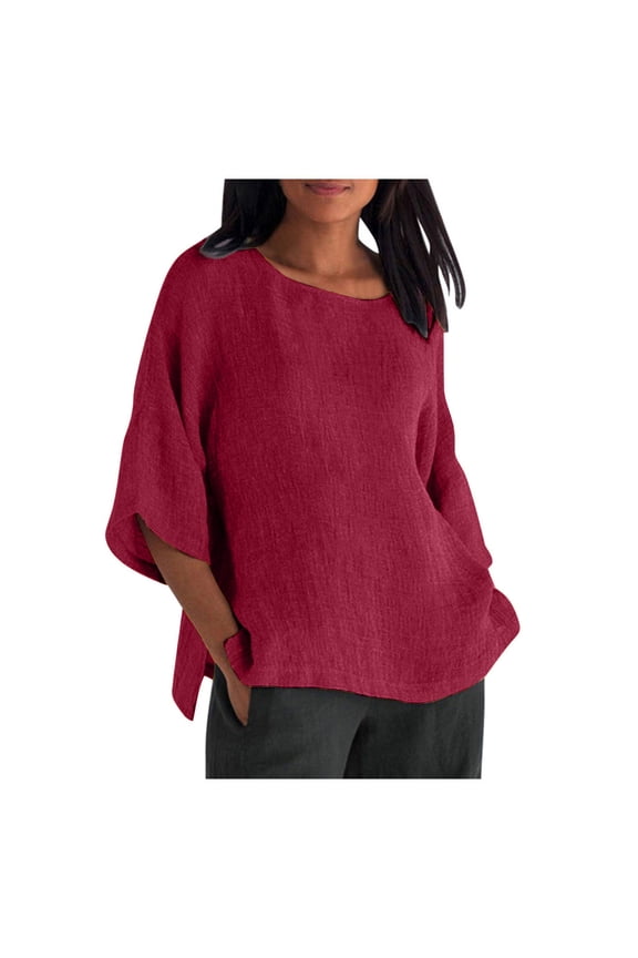 Women Tops Summer Batwing Sleeve Shirts Linen Texture Blouses Oversized Loose Fit Dolman Tunic Casual Black Tees S-3XL