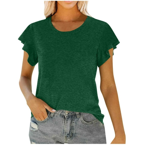 Women Tops Summer Crew Neck Tees for Women Womens Summer Short Sleeve Tops Clearance Womens Clothing