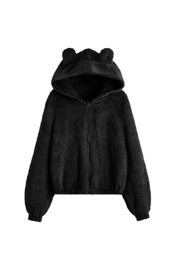 Women Tops, Teddy Bear Hoodie Coat Womens Warm Long Sleeve Jacket Fleece Sweatshirts Zip Up Sherpa Fuzzy Sweater Pullover