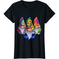 thumbnail image 1 of Women Tops Three Hippie Gnomes Peace Gnome Funny Retro Tie Dye Design T-Shirt, 1 of 3