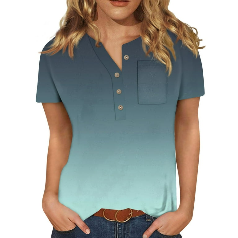 Women Tops Trendy Business Button Down Henley Shirts for Teens