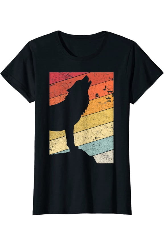 Women Tops Wolf Shirt Retro Style Short Sleeve T-Shirt