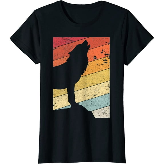 Women Tops Wolf Shirt Retro Style Short Sleeve T-Shirt