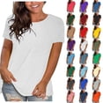 thumbnail image 1 of Women Tops Women s Fashion Plus Size Solid Loose Short Sleeve T shirt Pullover Top Womens Cute Summer Tops, 1 of 2
