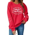 thumbnail image 1 of Women Tops Women's Long Sleeve Sweatshirt Casual Crewneck Loose Fit Pullover Fleece Tops, Christmas Print Design, Comfortable and Warm Apparel,Red,M, 1 of 5