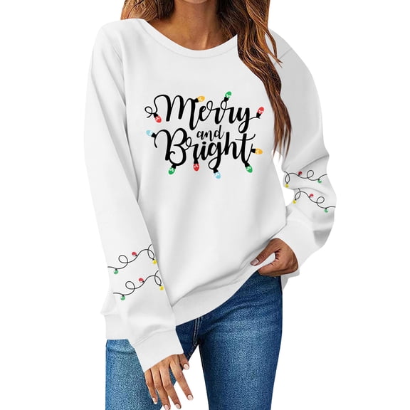 Women Tops Women's Long Sleeve Sweatshirt Casual Crewneck Loose Fit Pullover Fleece Tops for Christmas Print and Everyday Use