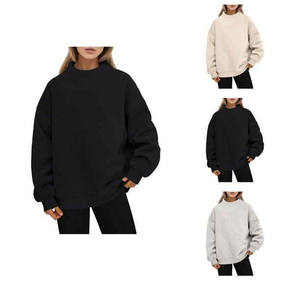 Women Tops Women's Solid Color Sweatshirt Women Oversized Sweatshirt Turtleneck Pullover Long Sleeve Tops Fall Clothing