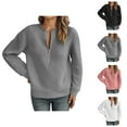 thumbnail image 1 of Women Tops Women's Solid Color Sweatshirt Women's Casual Stand Up Collar Long Sleeved Pullover Regular Solid Color Color Top Hoodie, 1 of 5