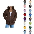 thumbnail image 1 of Women Tops Women's Solid Sweatshirt Women Fashion Solid Loose Hooded Zipper Hoodie Long Sleeve Jacket, 1 of 5