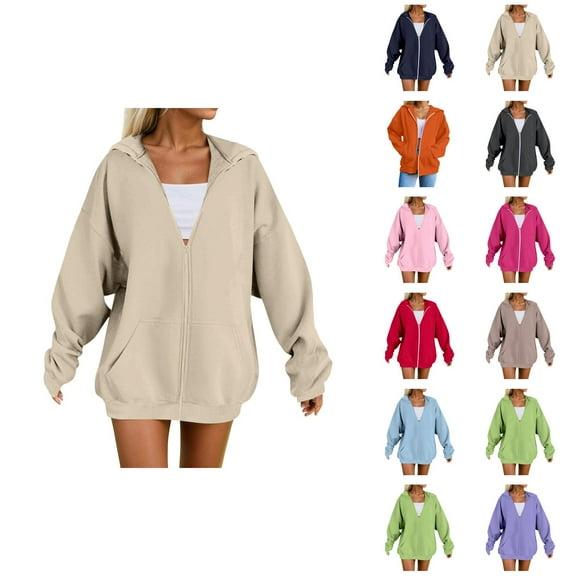 Women Tops Women's Solid Sweatshirt Women's Hoodie Soft Comfortable Pullover Sweatshirt Casual Loose Fit Long Sleeve Warm Winter Fall Outerwear