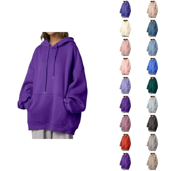 Women Tops Women's Solid Sweatshirt Women's Hoodies & Sweatshirts Comfortable Thickened Pullover Hoodie With Pockets For Everyday Wear Korean Style Warm Seat Top For Ladies