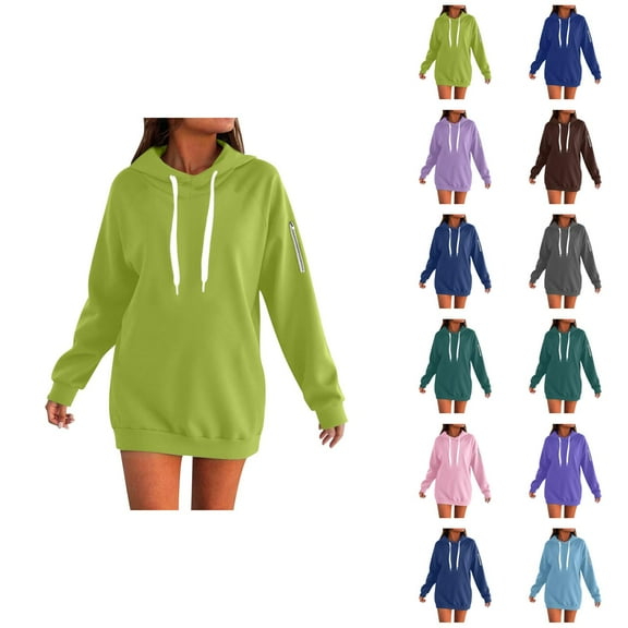Women Tops Women's Solid Sweatshirt Women's Zip Up Hoodie Soft Long Sleeve Casual Pullover Warm Winter Sweatshirt With Pockets Comfortable Loungewear