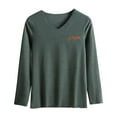 thumbnail image 1 of Women Tops Womens Winter Clothes Ladies' Color Fleece Thermal Long-sleeved V-neck Undershirt Top,Green,L, 1 of 2