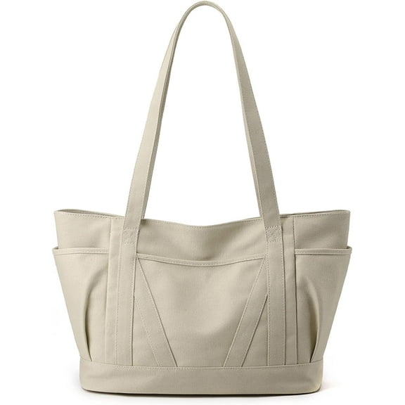 Women Tote Bag Canvas Casual Top Handle Satchel Large Capacity Handbag with Zipper Hobo Bag for Work Travel Shopping