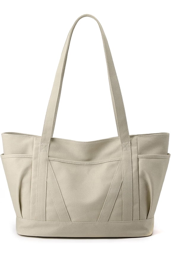 Women Tote Bag Canvas Casual Top Handle Satchel Large Capacity Handbag with Zipper for Work Travel Shopping