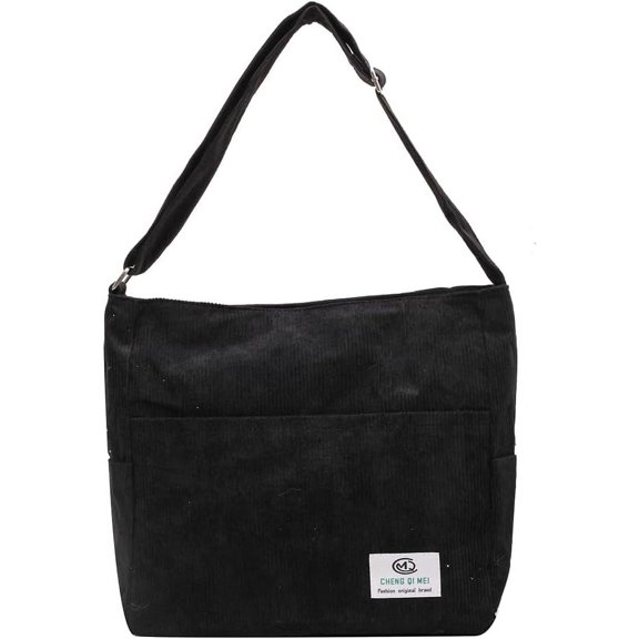 Women Tote Bag Corduroy Shoulder Bag Multi Pocket Work Bag Casual Hobo Crossbody Bag with Zipper