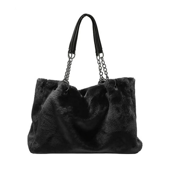 Women Tote Bag Fluffy Handbags Winter Women Plush Shoulder Bag Large Capacity Shopping Shoulder Bag Furry Clutch Handbag