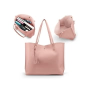 Women Tote Bag Tassels Leather Shoulder Female Handbags - Pink deal from Walmart