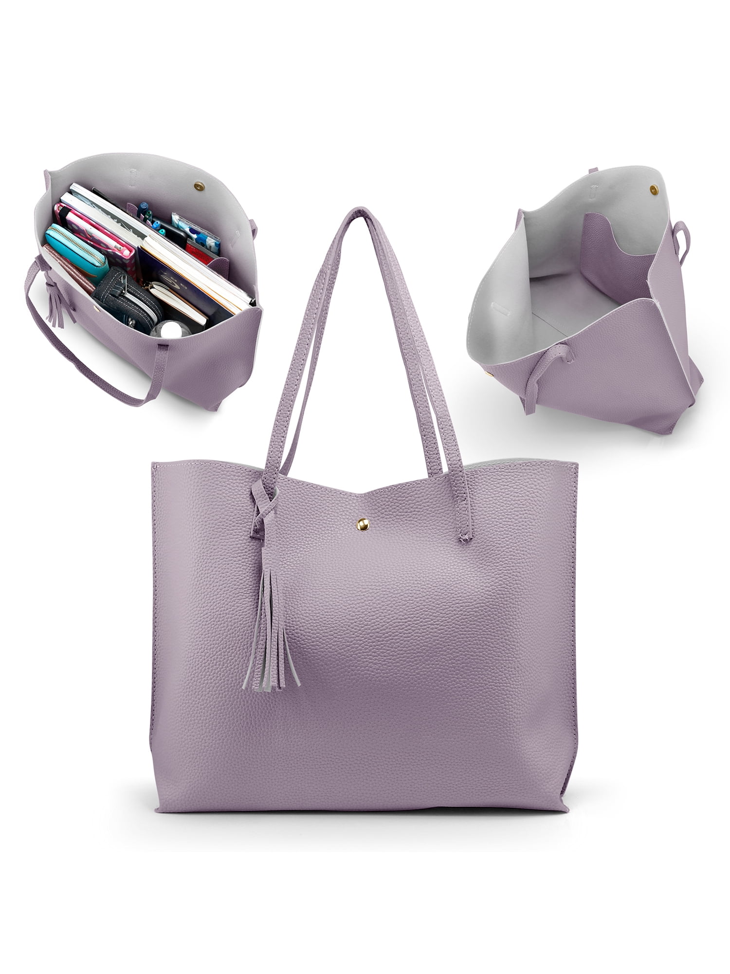Women's Multiple Compartment Athletic Strap Handbag - Purple