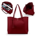 thumbnail image 1 of Women Tote Bag Tassels Leather Shoulder Handbags Fashion Ladies Purses Satchel Messenger Bags - Red, 1 of 7